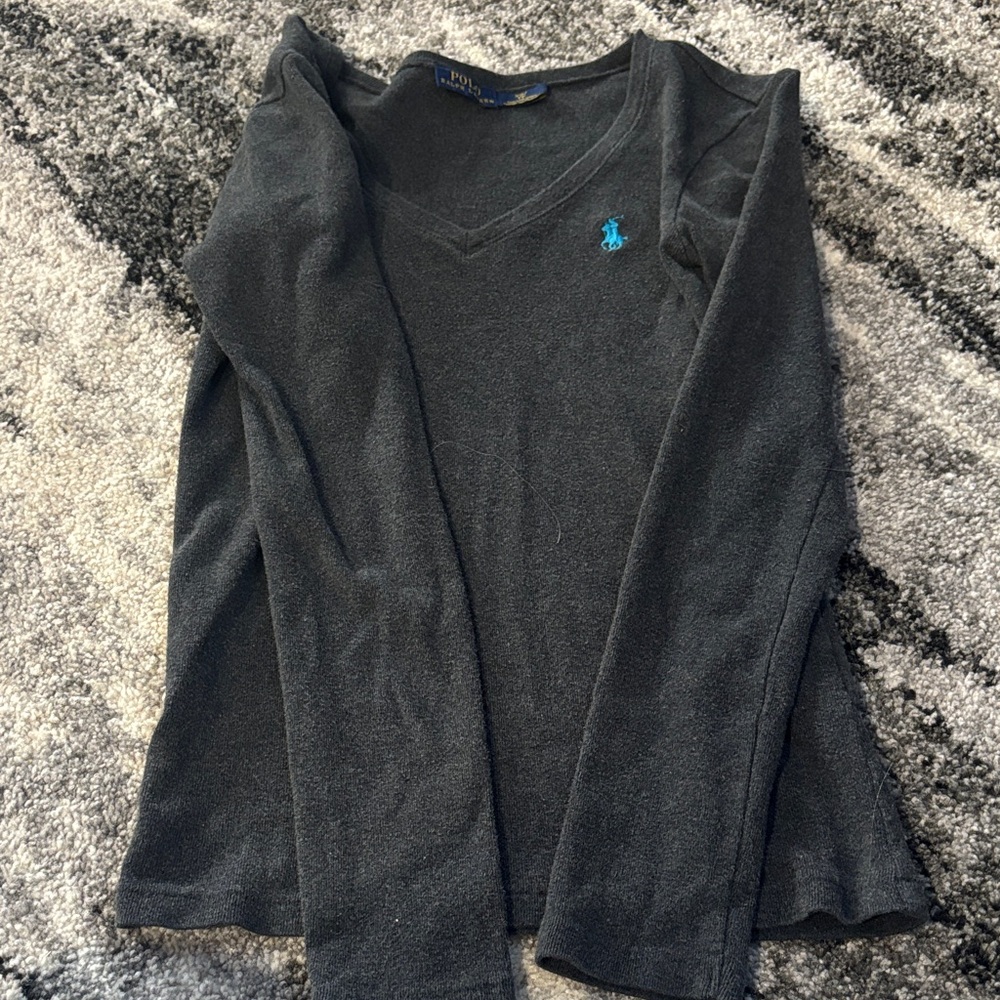 Dark Grey V-Neck Long Sleeve Shirt